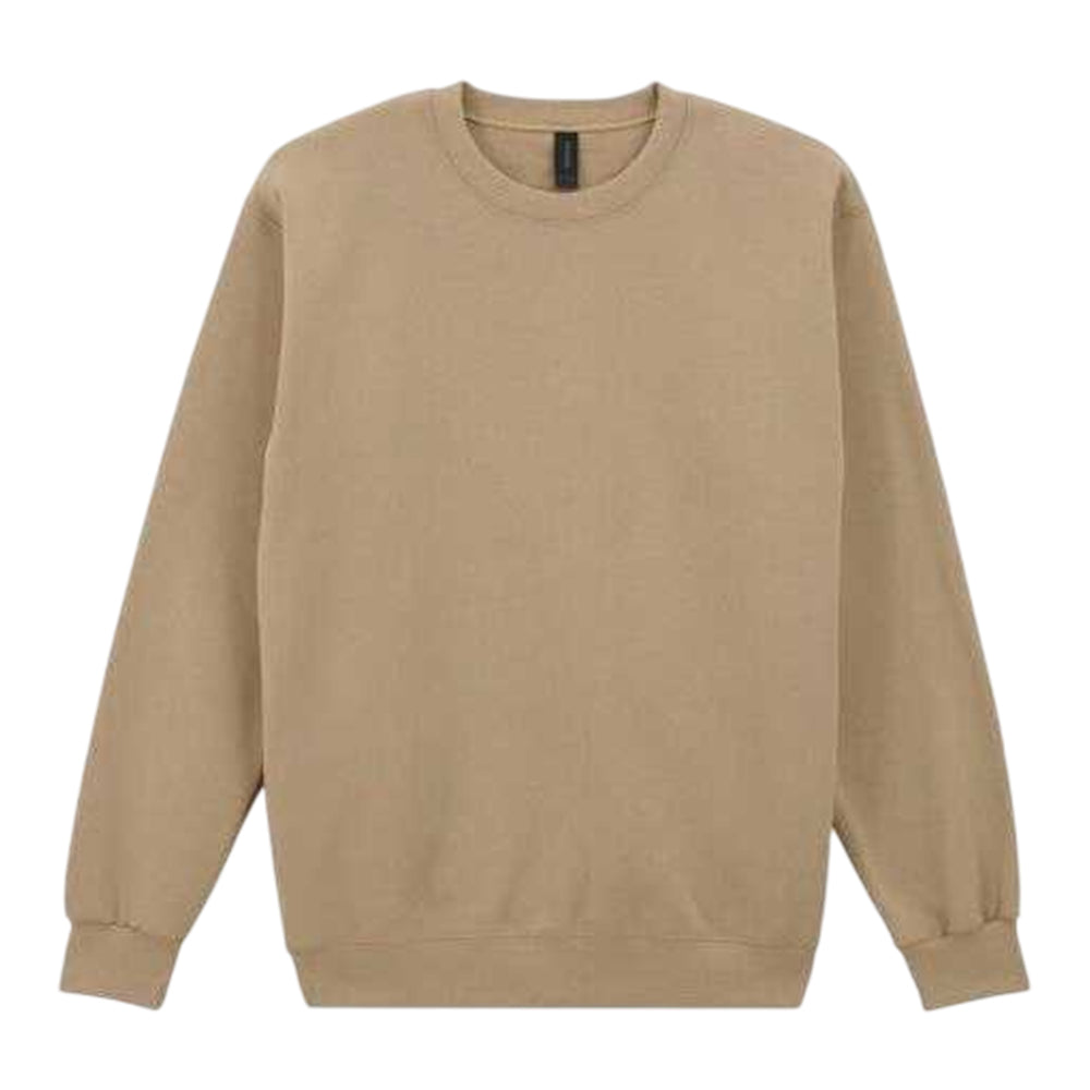 Tan - Front - Gildan Mens Hammer Maxweight Crew Neck Sweatshirt