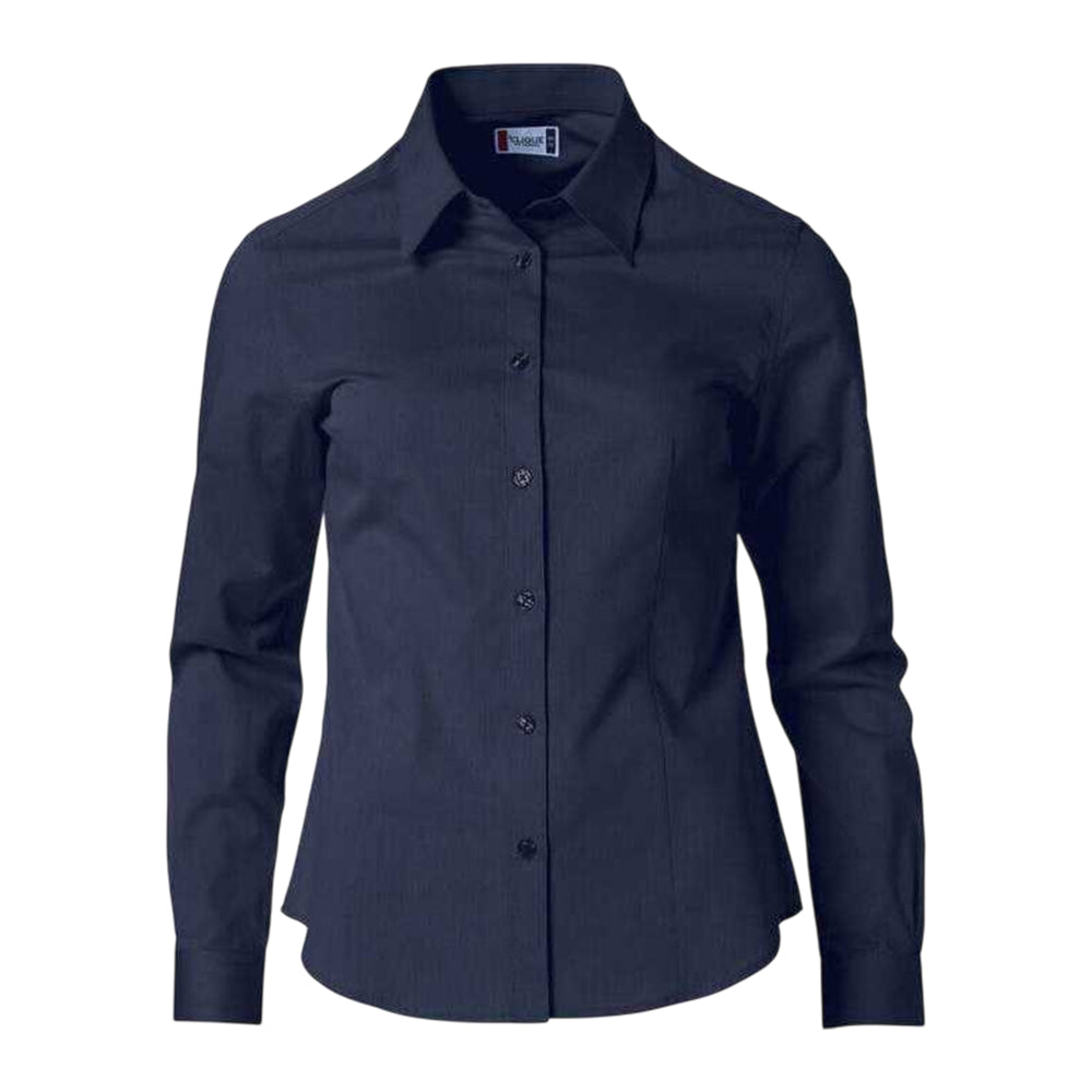 Dark Navy - Front - Clique Womens-Ladies Clare Fitted Shirt