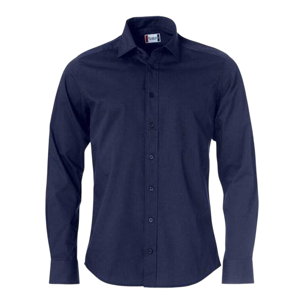 Dark Navy - Front - Clique Mens Clark Regular Shirt