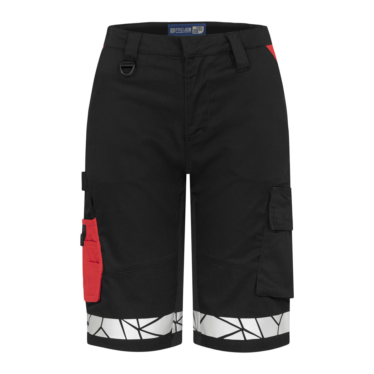 Black-Red - Front - Projob Womens-Ladies Progression 7514 Work Shorts