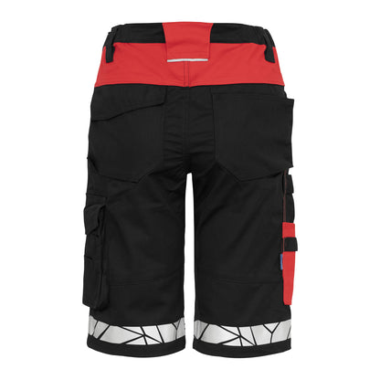 Black-Red - Back - Projob Womens-Ladies Progression 7514 Work Shorts
