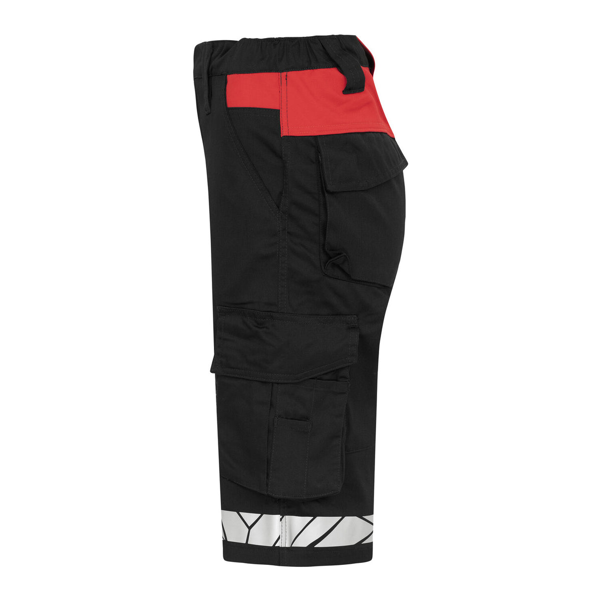 Black-Red - Side - Projob Womens-Ladies Progression 7514 Work Shorts