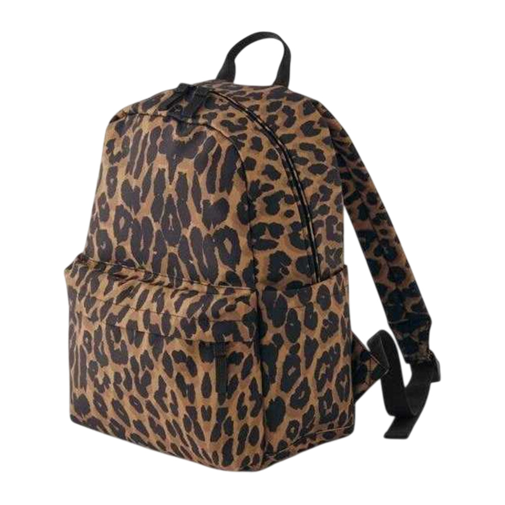 Leopard - Back - Bagbase Leopard Print Recycled Polyester Mini Backpack