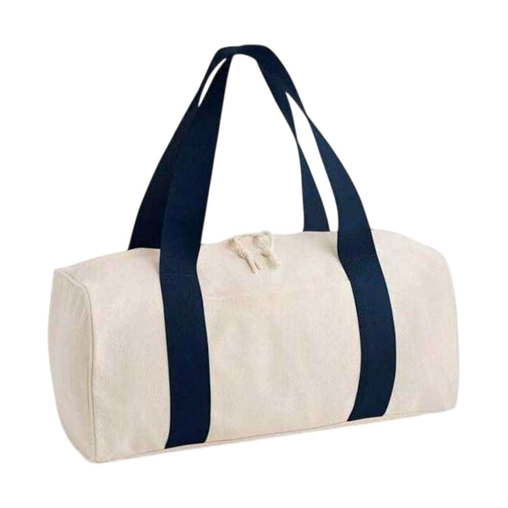 Natural-Navy - Front - Bagbase Edit Recycled Polyester Duffle Bag