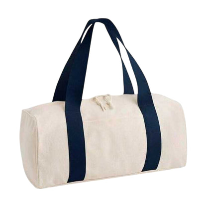 Natural-Navy - Front - Bagbase Edit Recycled Polyester Duffle Bag