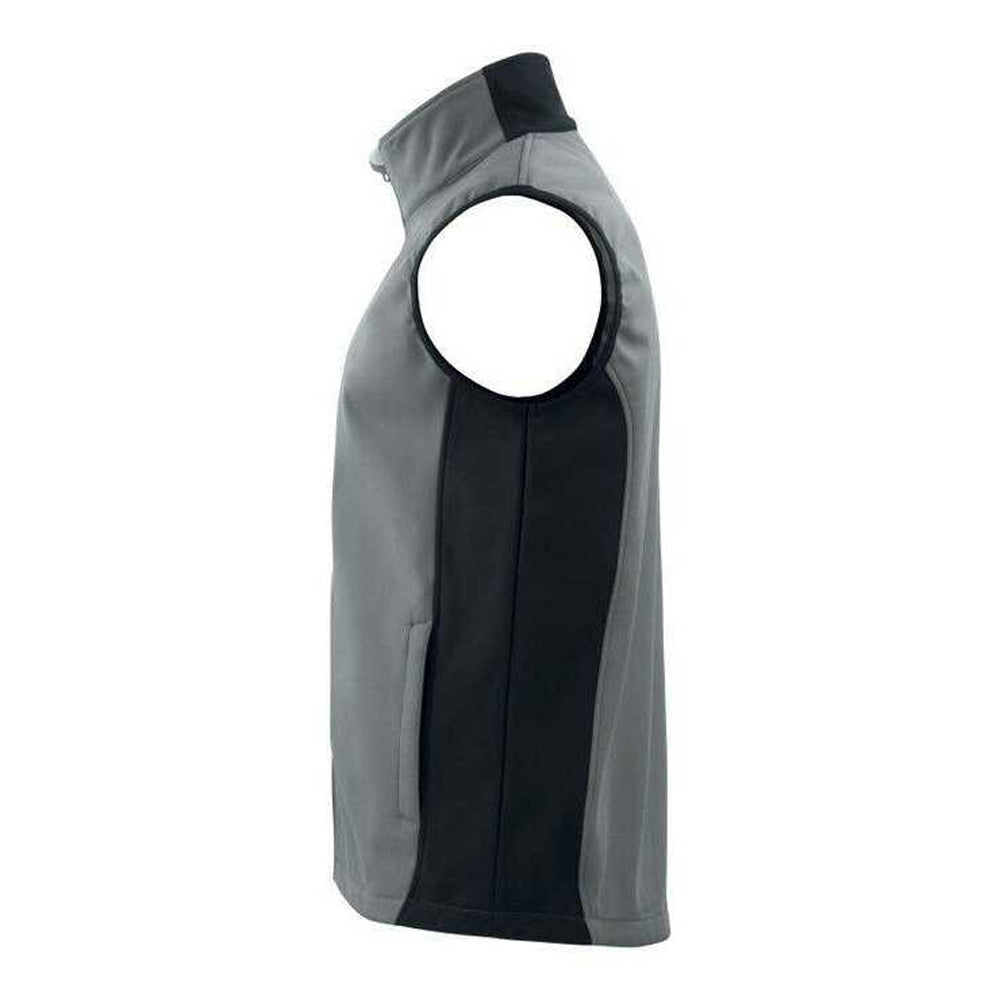 Grey - Side - Projob Mens Prio 3702 Two Tone Softshell Gilet