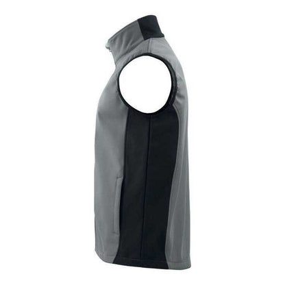 Grey - Side - Projob Mens Prio 3702 Two Tone Softshell Gilet