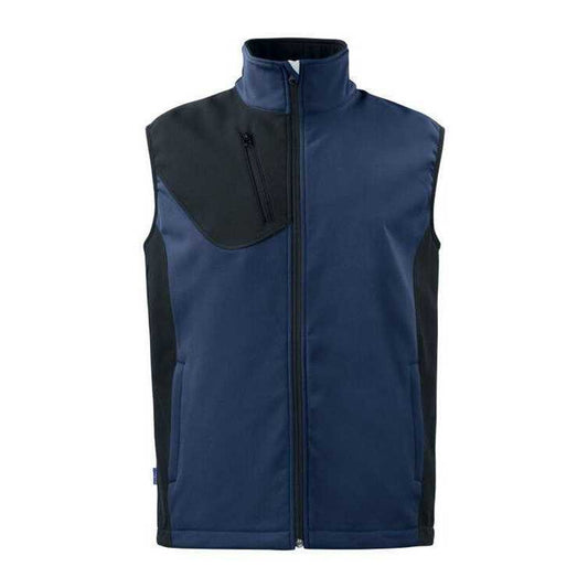 Navy - Front - Projob Mens Prio 3702 Two Tone Softshell Gilet