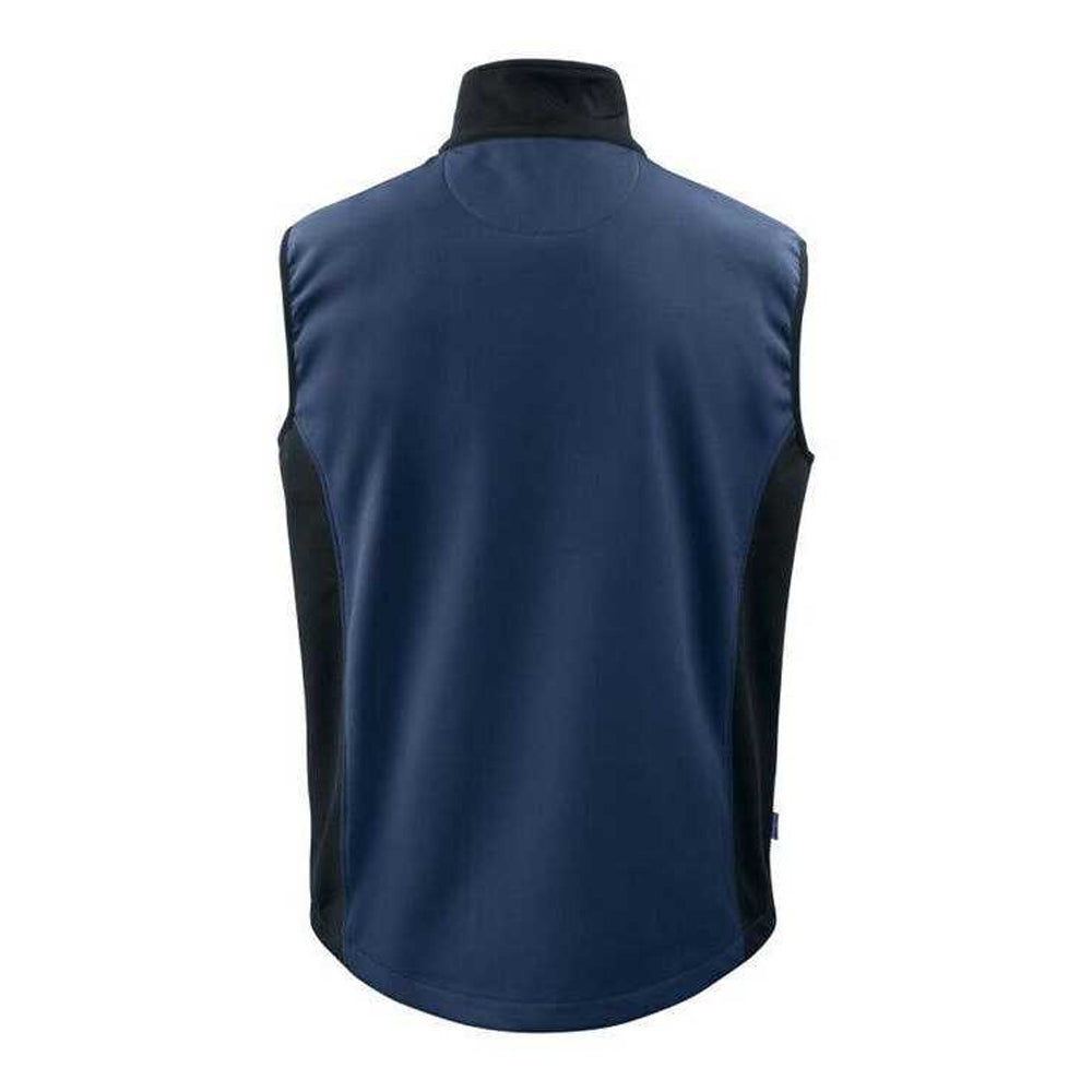 Navy - Back - Projob Mens Prio 3702 Two Tone Softshell Gilet