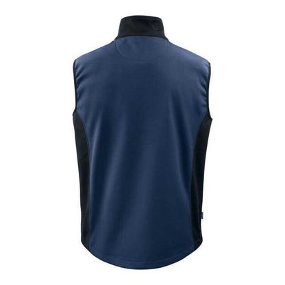 Navy - Back - Projob Mens Prio 3702 Two Tone Softshell Gilet