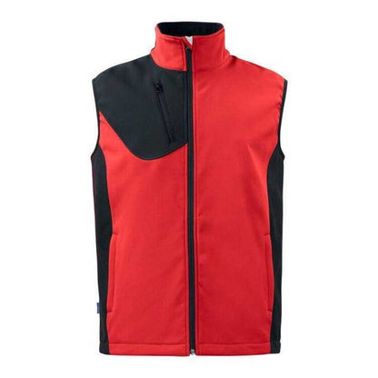 Red - Front - Projob Mens Prio 3702 Two Tone Softshell Gilet