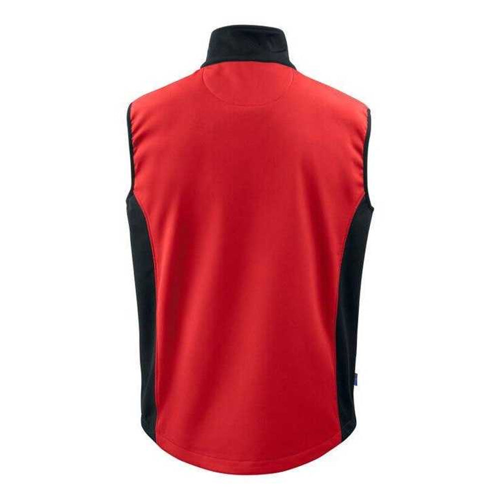 Red - Back - Projob Mens Prio 3702 Two Tone Softshell Gilet