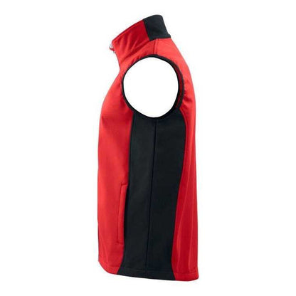 Red - Side - Projob Mens Prio 3702 Two Tone Softshell Gilet