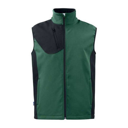 Forest Green - Front - Projob Mens Prio 3702 Two Tone Softshell Gilet