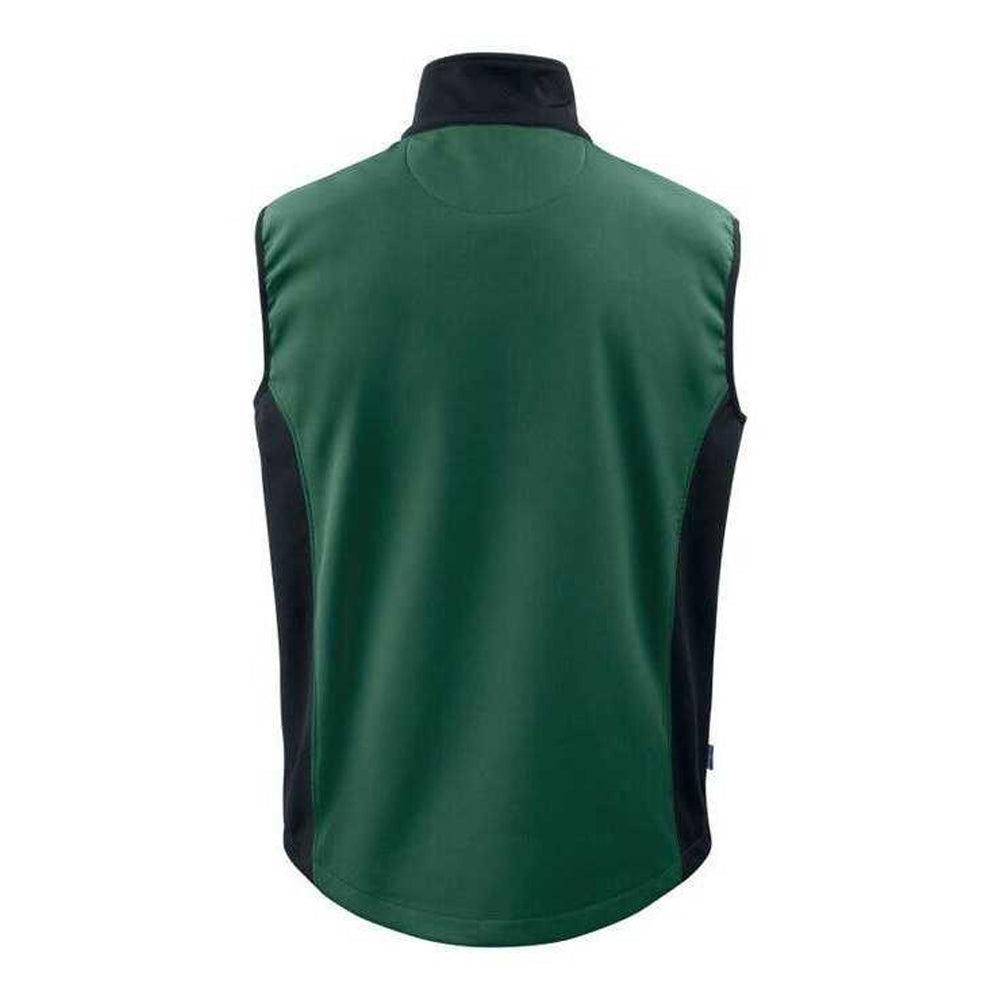 Forest Green - Back - Projob Mens Prio 3702 Two Tone Softshell Gilet