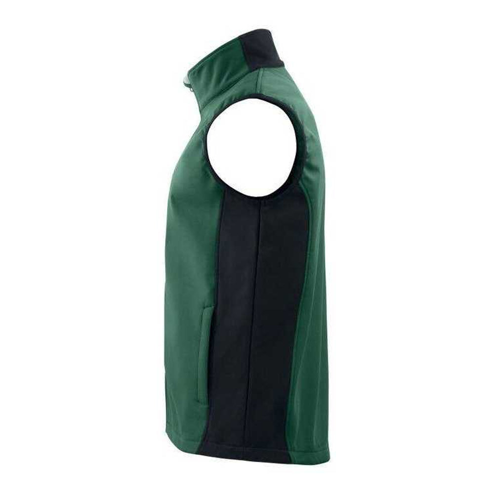 Forest Green - Side - Projob Mens Prio 3702 Two Tone Softshell Gilet