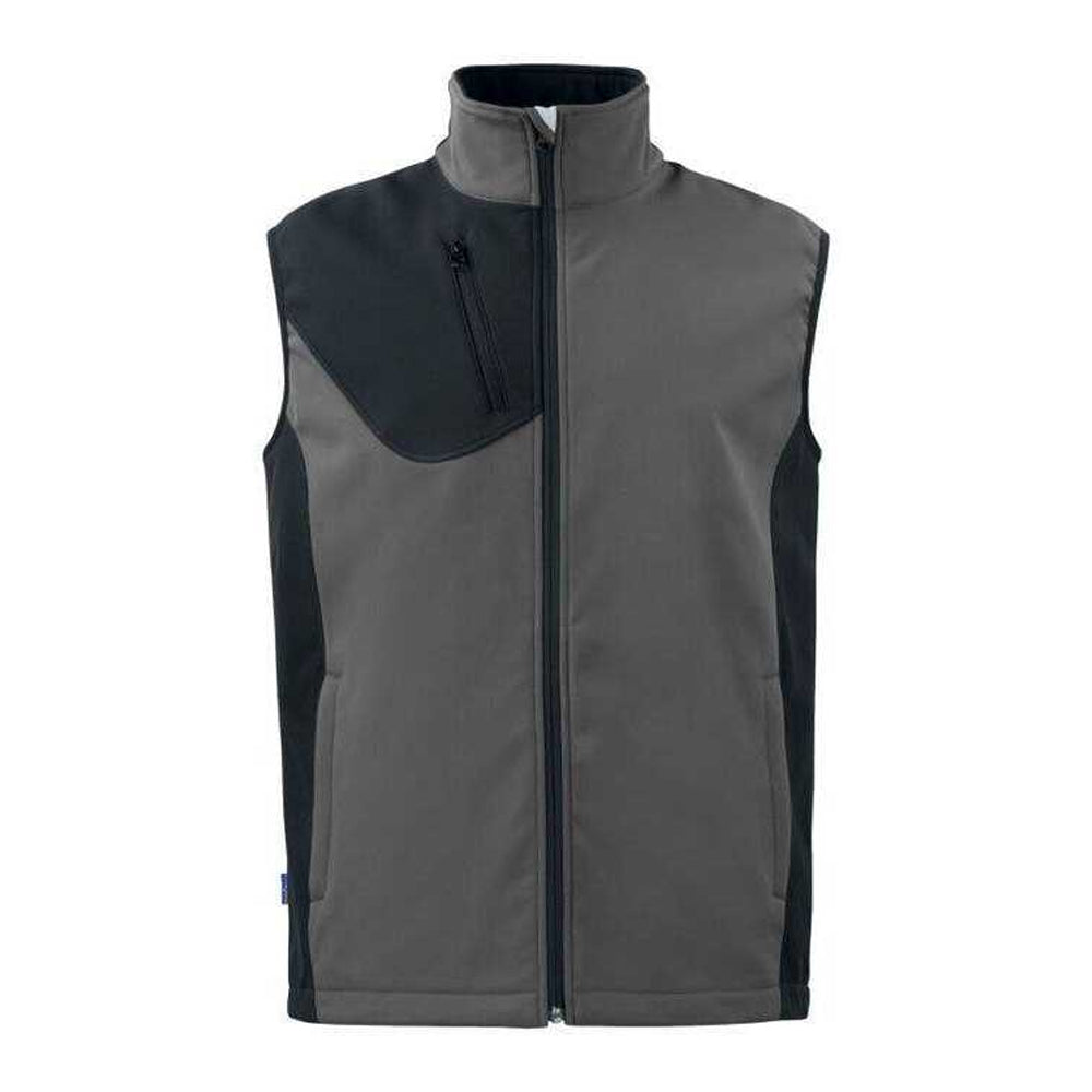Grey - Front - Projob Mens Prio 3702 Two Tone Softshell Gilet