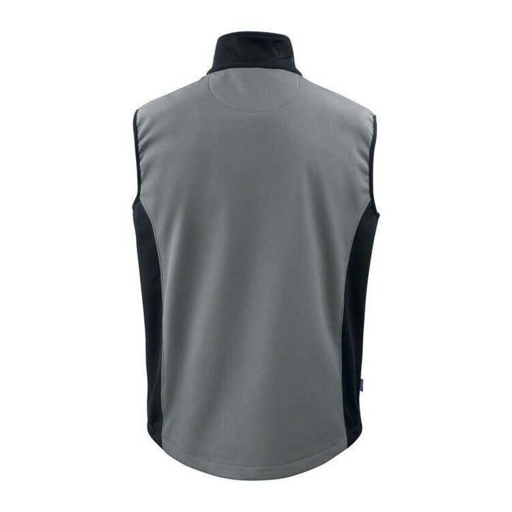 Grey - Back - Projob Mens Prio 3702 Two Tone Softshell Gilet