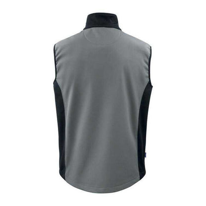 Grey - Back - Projob Mens Prio 3702 Two Tone Softshell Gilet