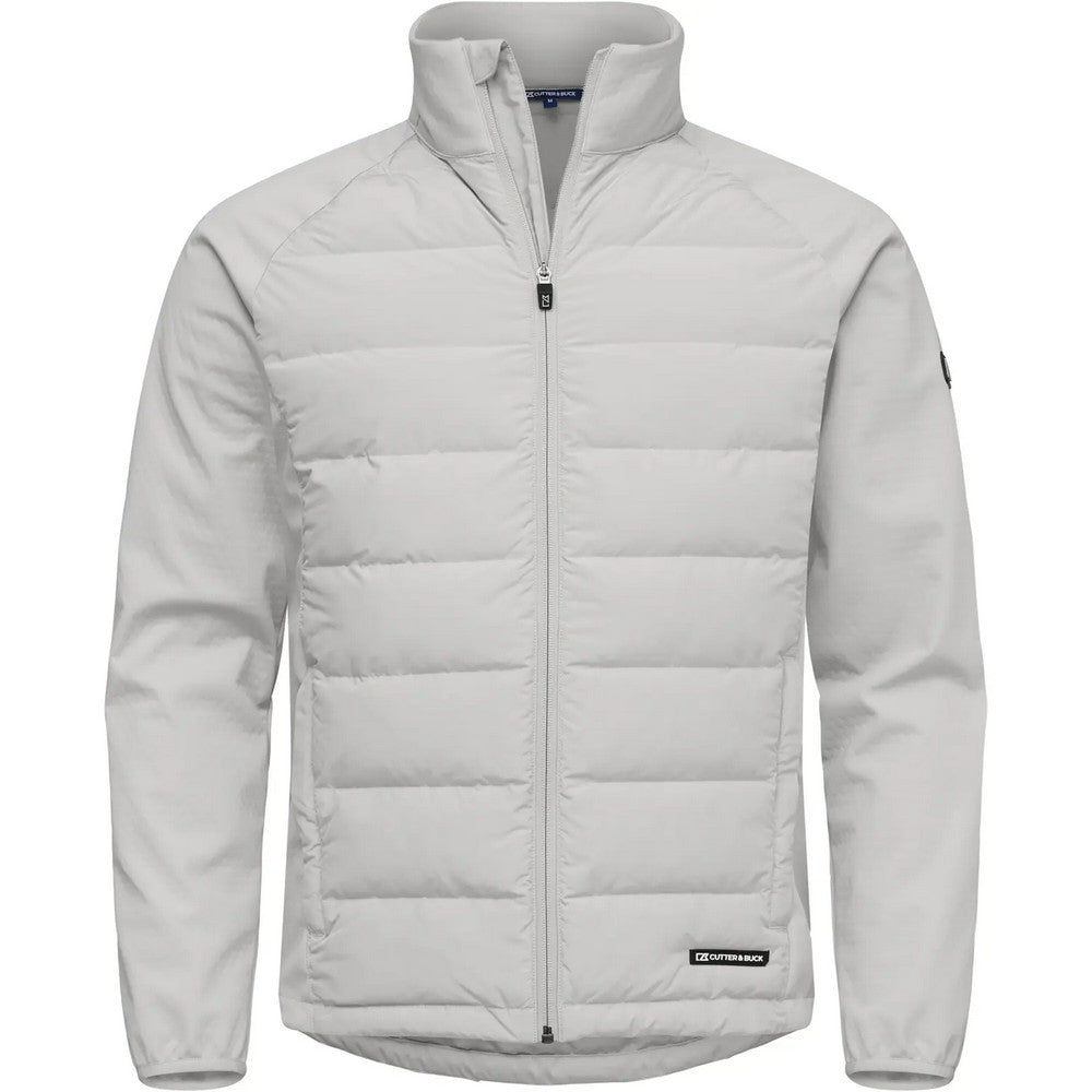 Silver - Front - Cutter & Buck Mens Oak Harbor Puffer Jacket