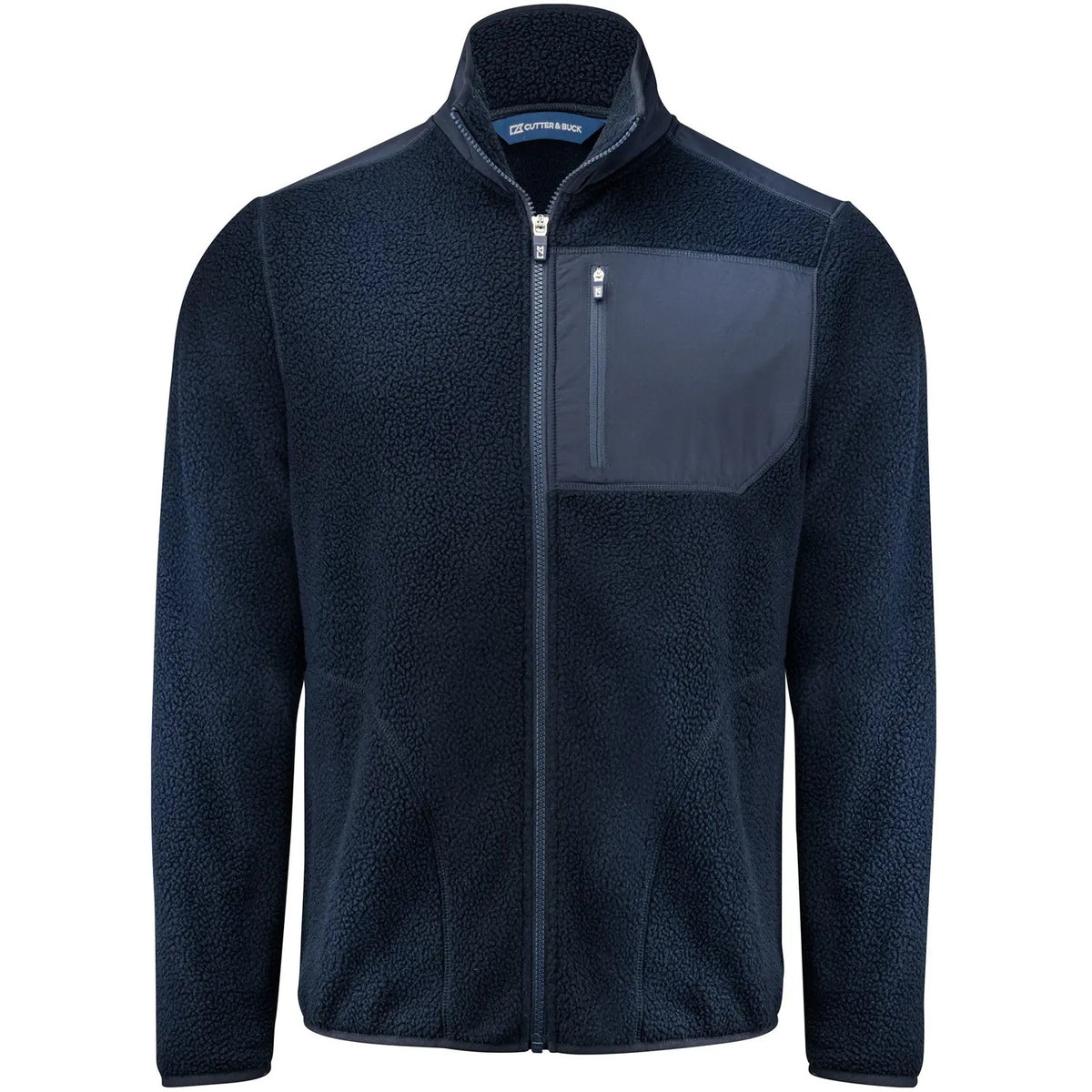 Dark Navy - Front - Cutter & Buck Mens Cascade Sherpa Fleece Jacket