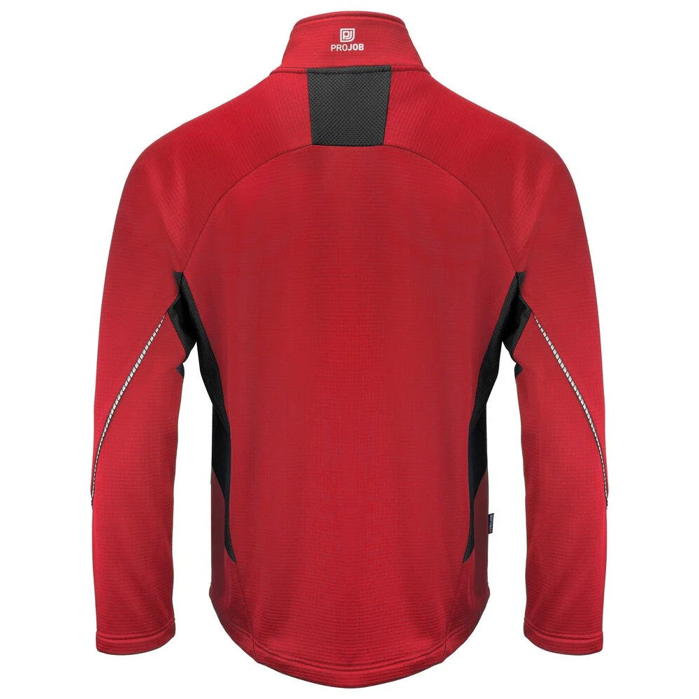 Red - Back - Projob Mens 3319 Microfleece Fleece Jacket