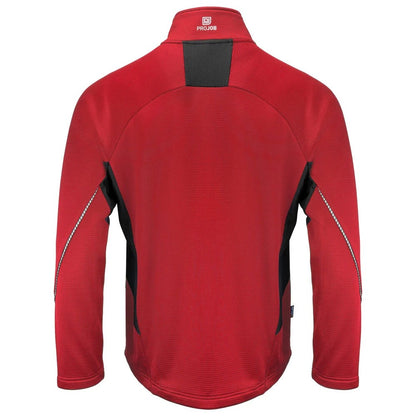 Red - Back - Projob Mens 3319 Microfleece Fleece Jacket