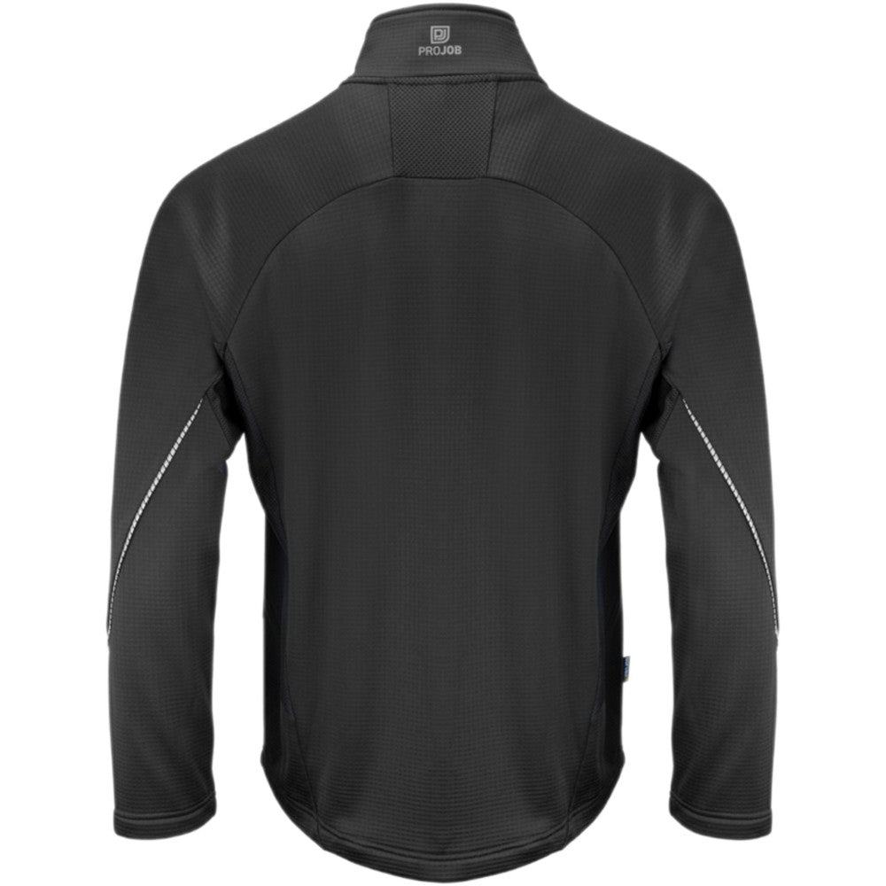 Black - Back - Projob Mens 3319 Microfleece Fleece Jacket