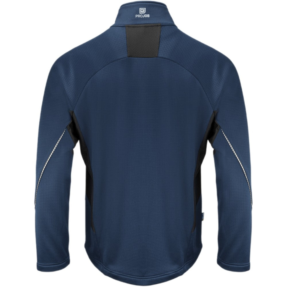 Navy - Back - Projob Mens 3319 Microfleece Fleece Jacket