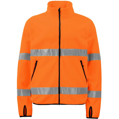 Orange-Black - Front - Projob Mens Prio 6327 Class 3 Hi-Vis Fleece Jacket