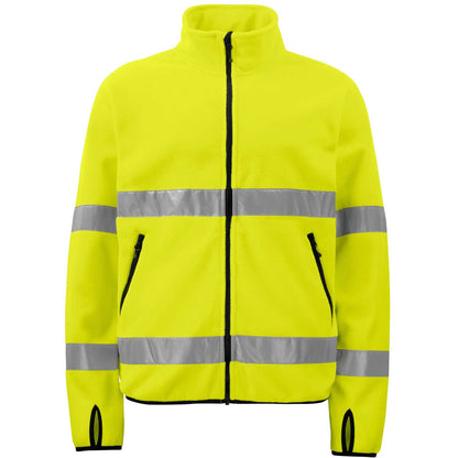 Yellow-Black - Front - Projob Mens Prio 6327 Class 3 Hi-Vis Fleece Jacket