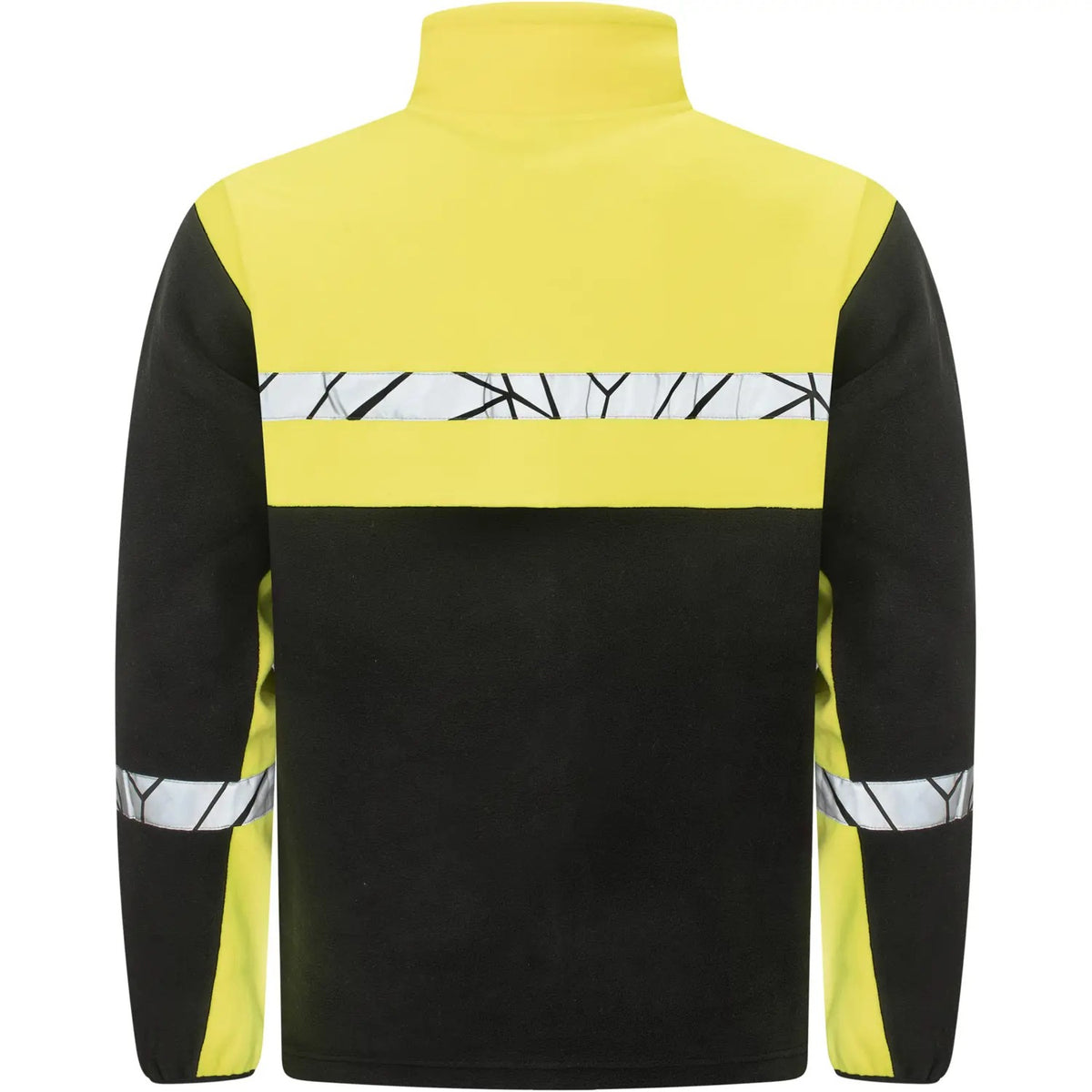 Black-Yellow - Back - Projob Mens Progression 7300 Full Zip Fleece Jacket