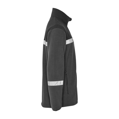 Grey-Black - Side - Projob Mens Progression 7300 Full Zip Fleece Jacket