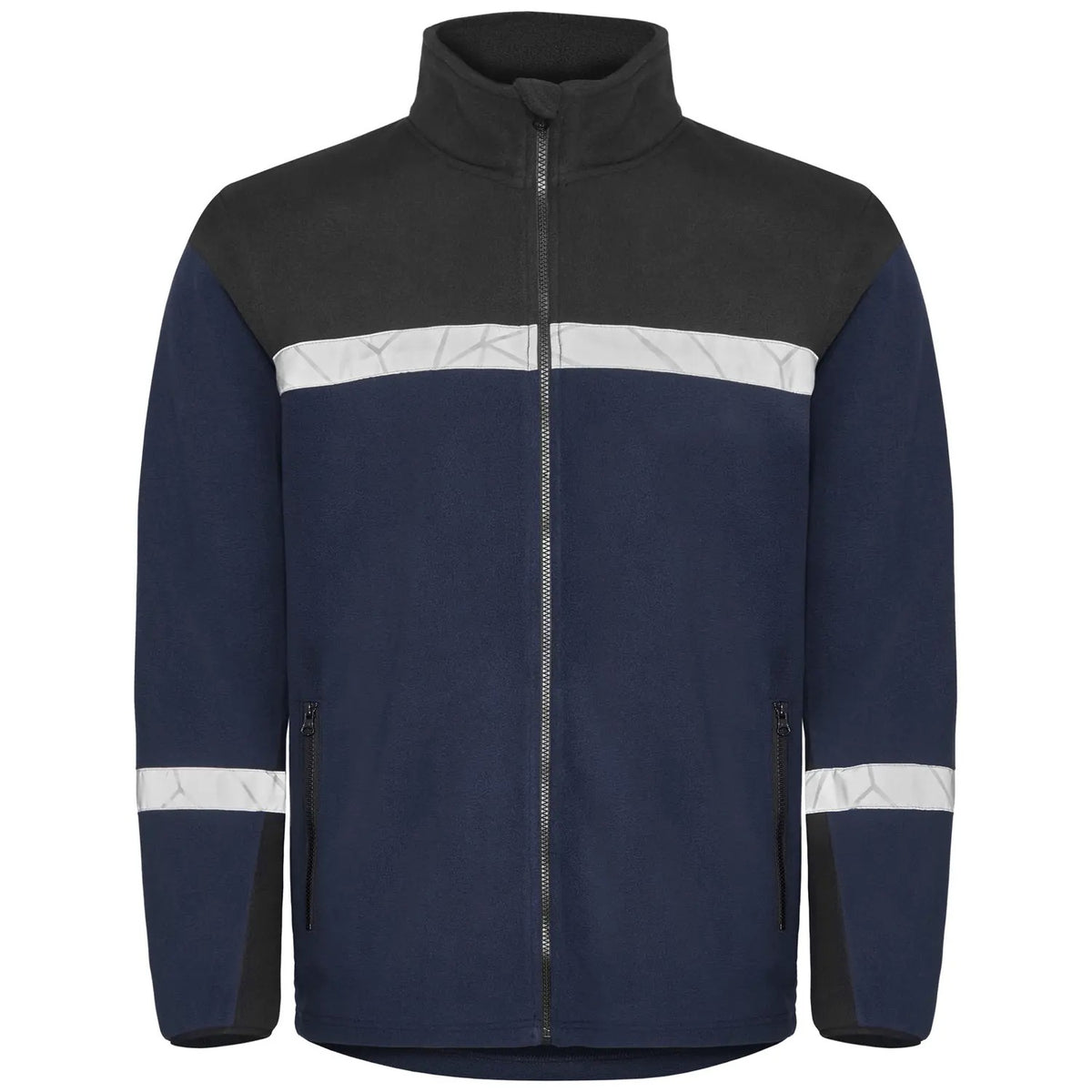 Navy-Black - Front - Projob Mens Progression 7300 Full Zip Fleece Jacket