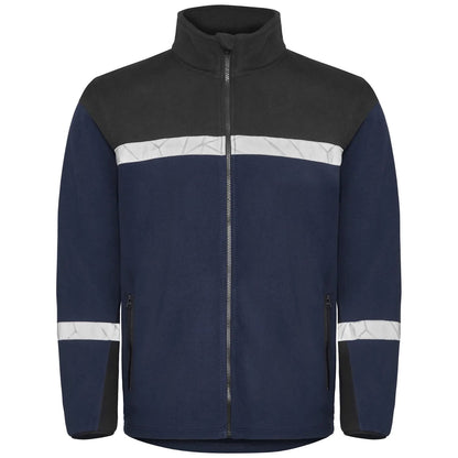 Navy-Black - Front - Projob Mens Progression 7300 Full Zip Fleece Jacket