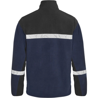 Navy-Black - Back - Projob Mens Progression 7300 Full Zip Fleece Jacket