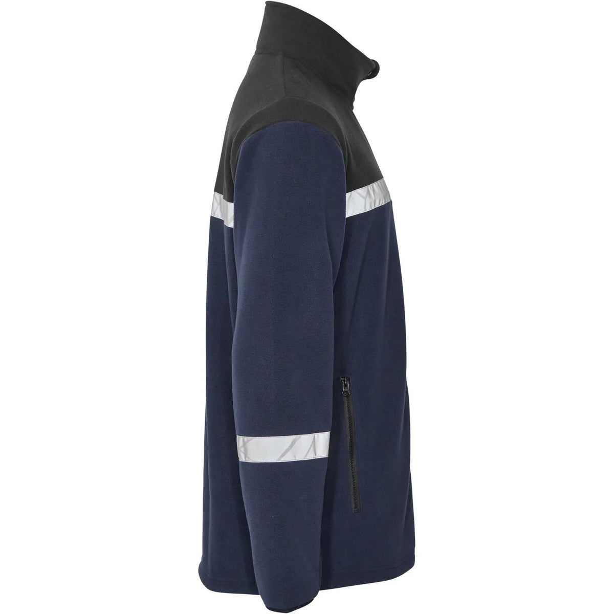 Navy-Black - Side - Projob Mens Progression 7300 Full Zip Fleece Jacket