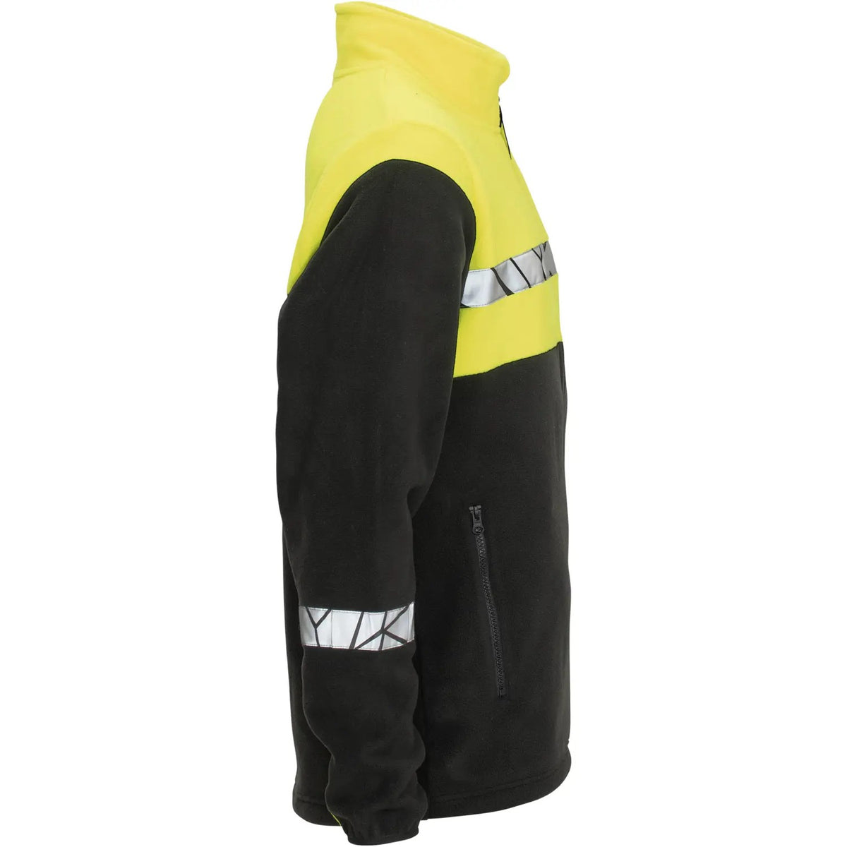 Black-Yellow - Side - Projob Mens Progression 7300 Full Zip Fleece Jacket