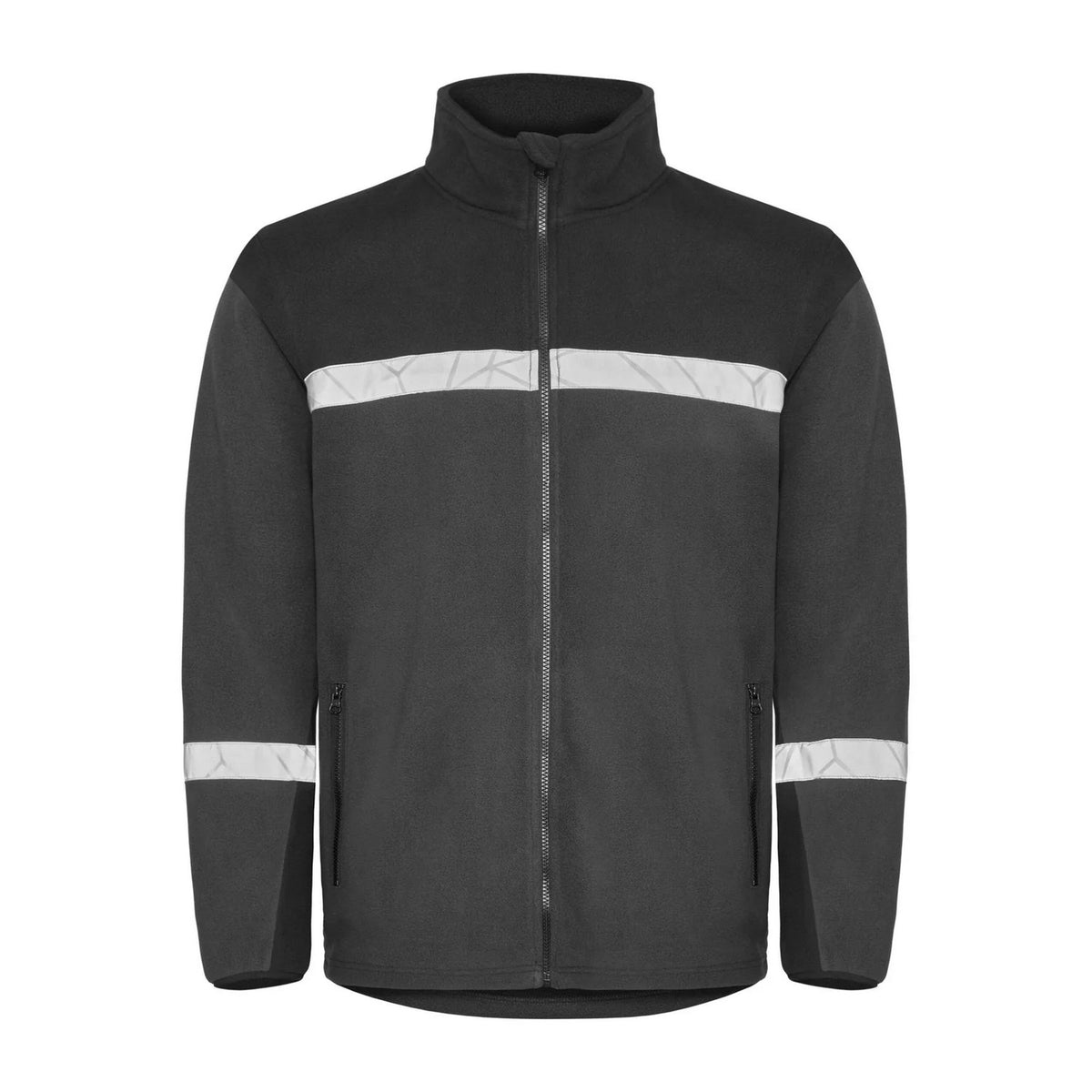 Grey-Black - Front - Projob Mens Progression 7300 Full Zip Fleece Jacket