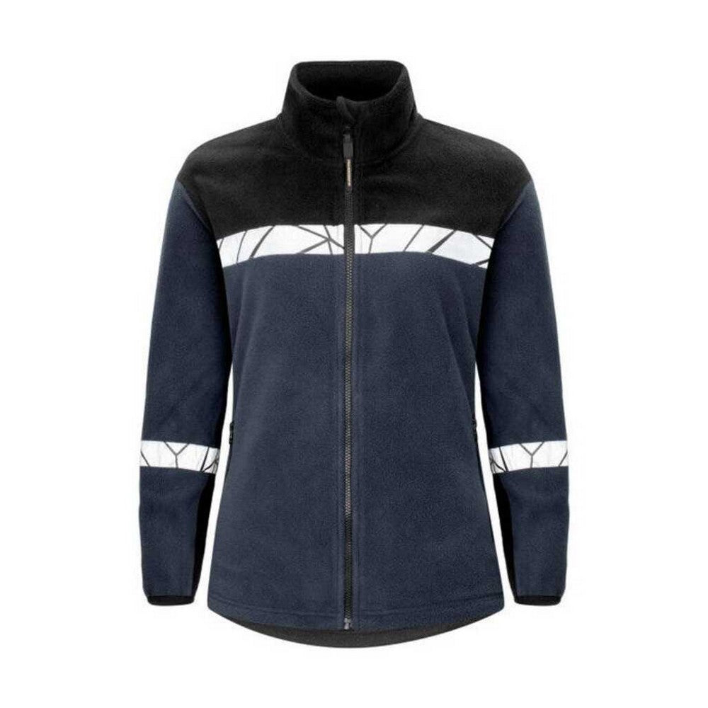 Navy-Black - Front - Projob Womens-Ladies Progression 7301 Fleece Jacket