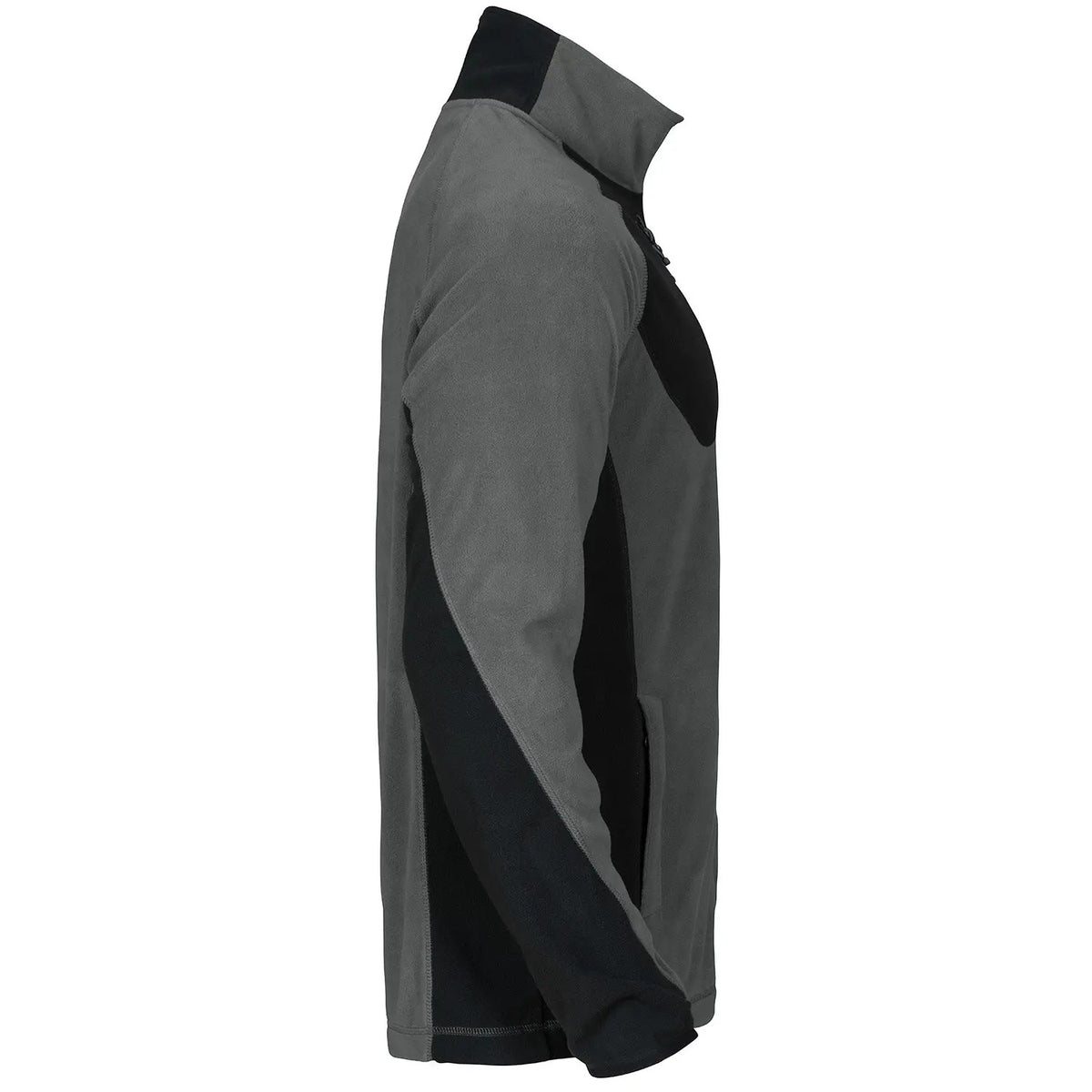 Grey - Side - Projob Mens Prio Microfleece Raglan Fleece Jacket