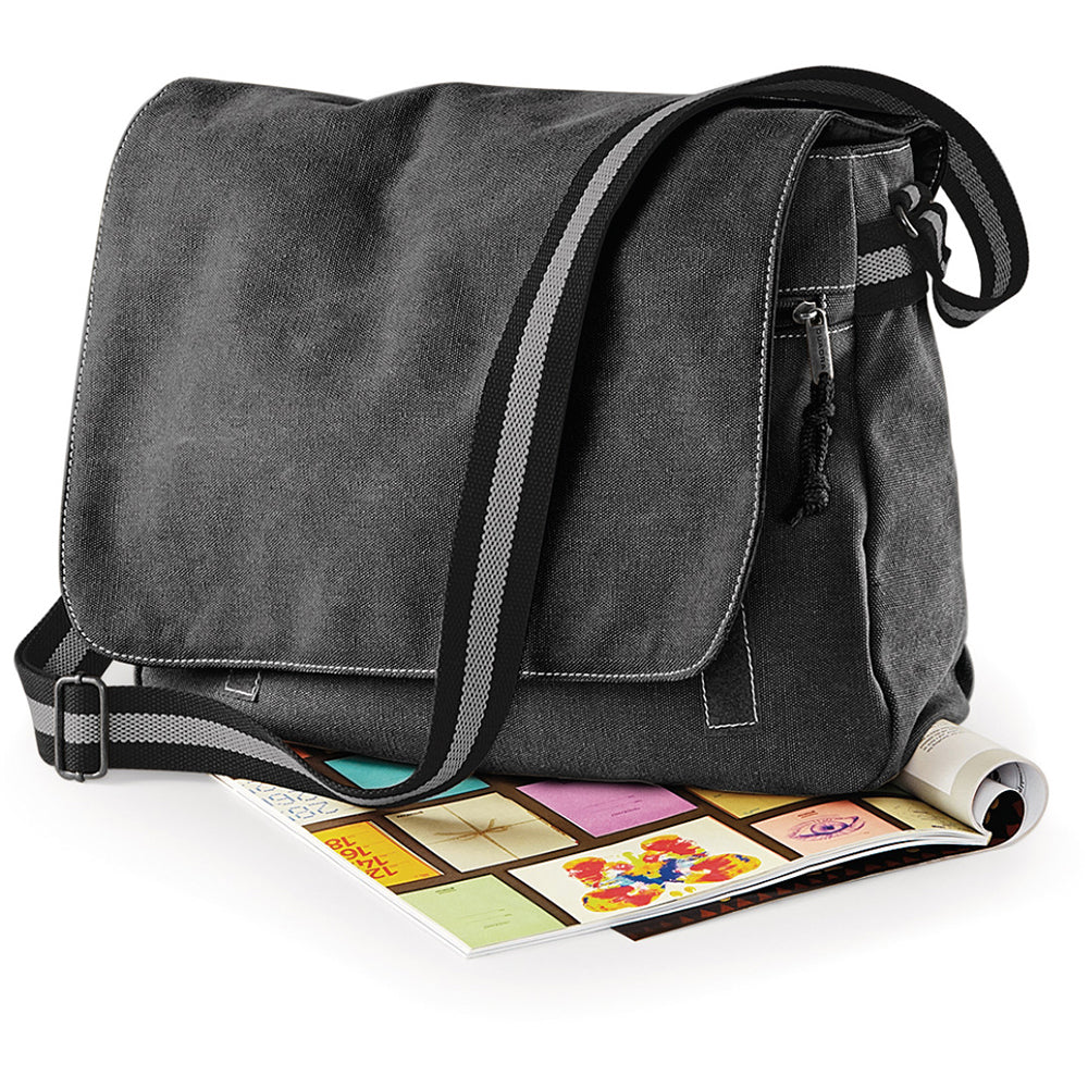 Vintage Black - Pack Shot - Quadra Vintage Canvas Despatch Bag - 14 Litres