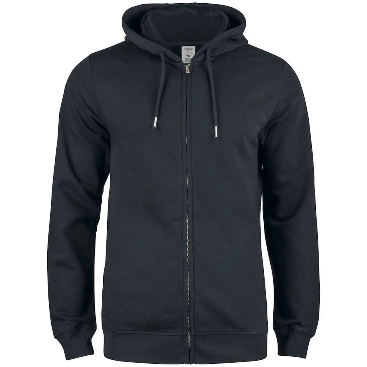 Black - Front - Clique Mens Organic Cotton Full Zip Hoodie