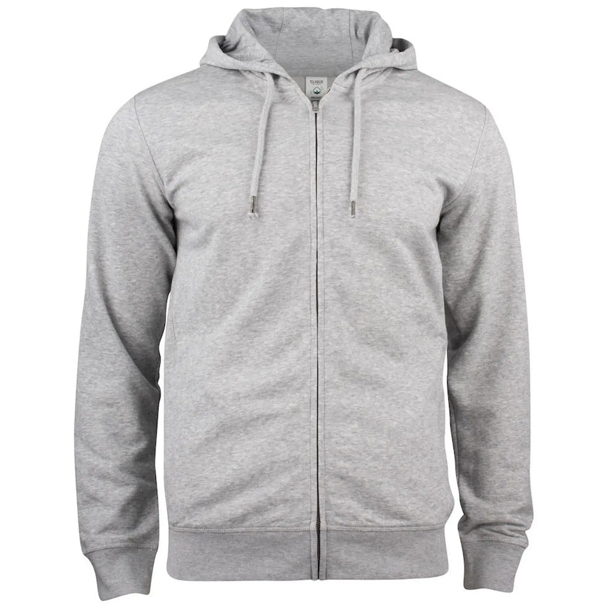 Grey Melange - Front - Clique Mens Organic Cotton Full Zip Hoodie