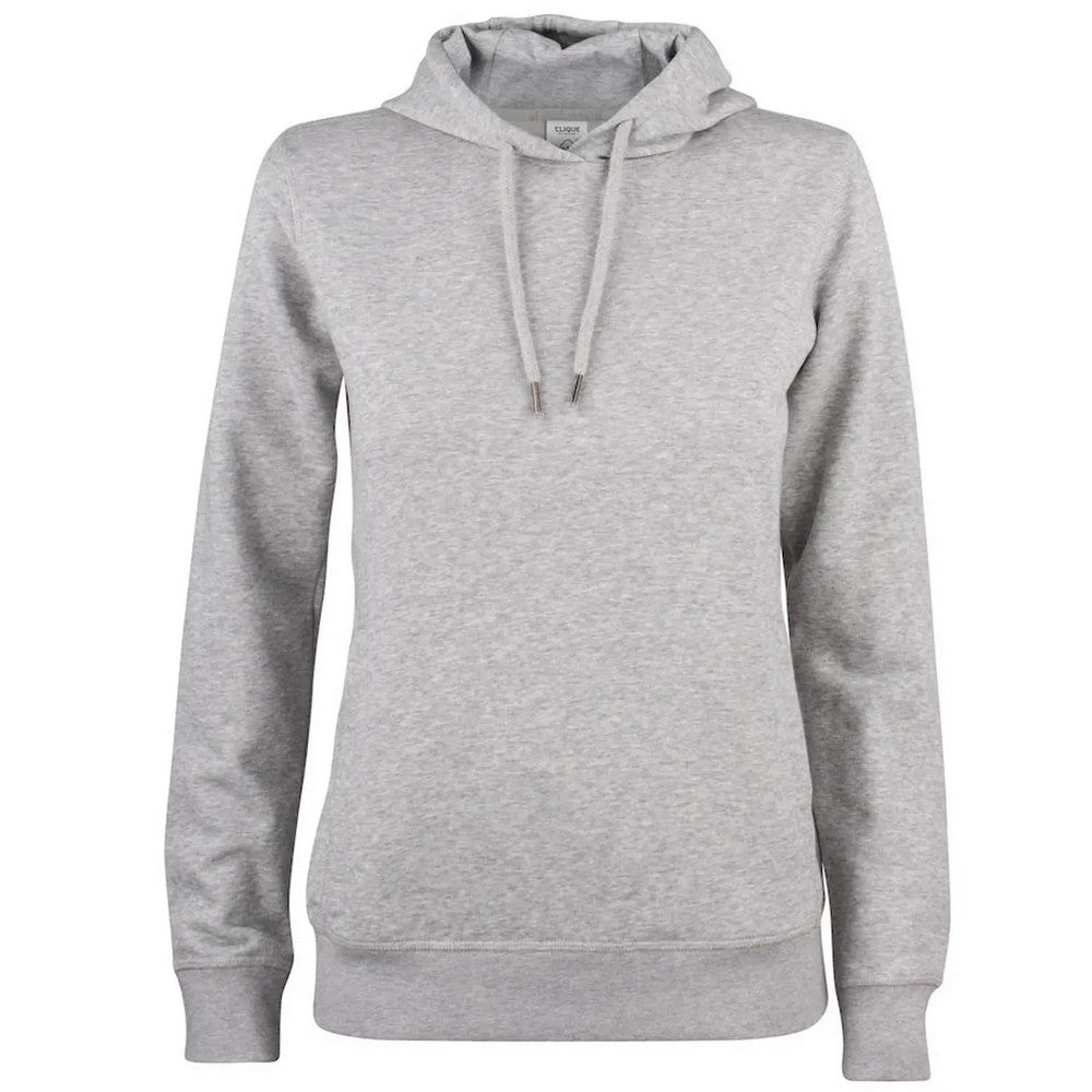 Grey Melange - Front - Clique Womens-Ladies Premium Organic Cotton Pullover Hoodie