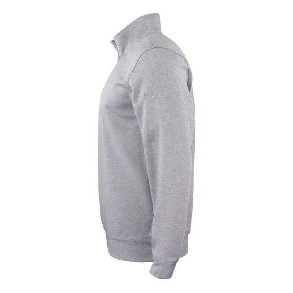 Grey Melange - Side - Clique Childrens-Kids Basic Half Zip Long-Sleeved Active Cardigan