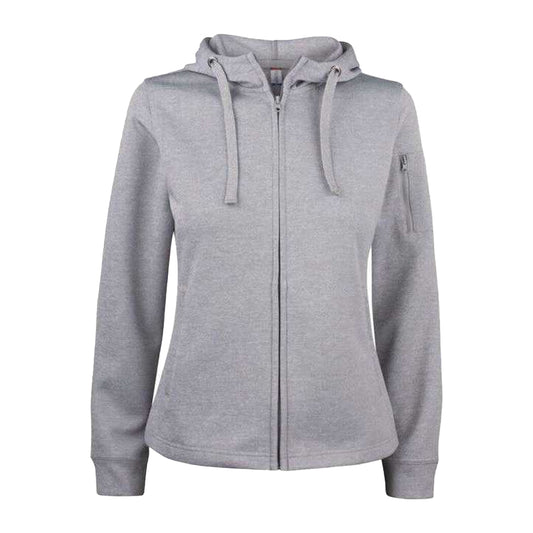 Grey Melange - Front - Clique Womens-Ladies Basic Full Zip Hoodie