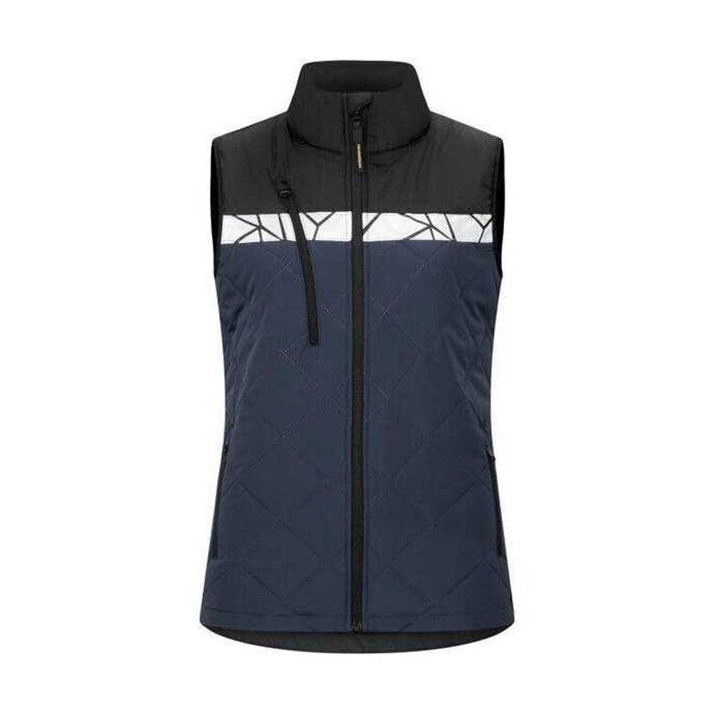Navy-Black - Front - Projob Womens-Ladies Progression Diamond Quilt Recycled Polyester Work Vest Top