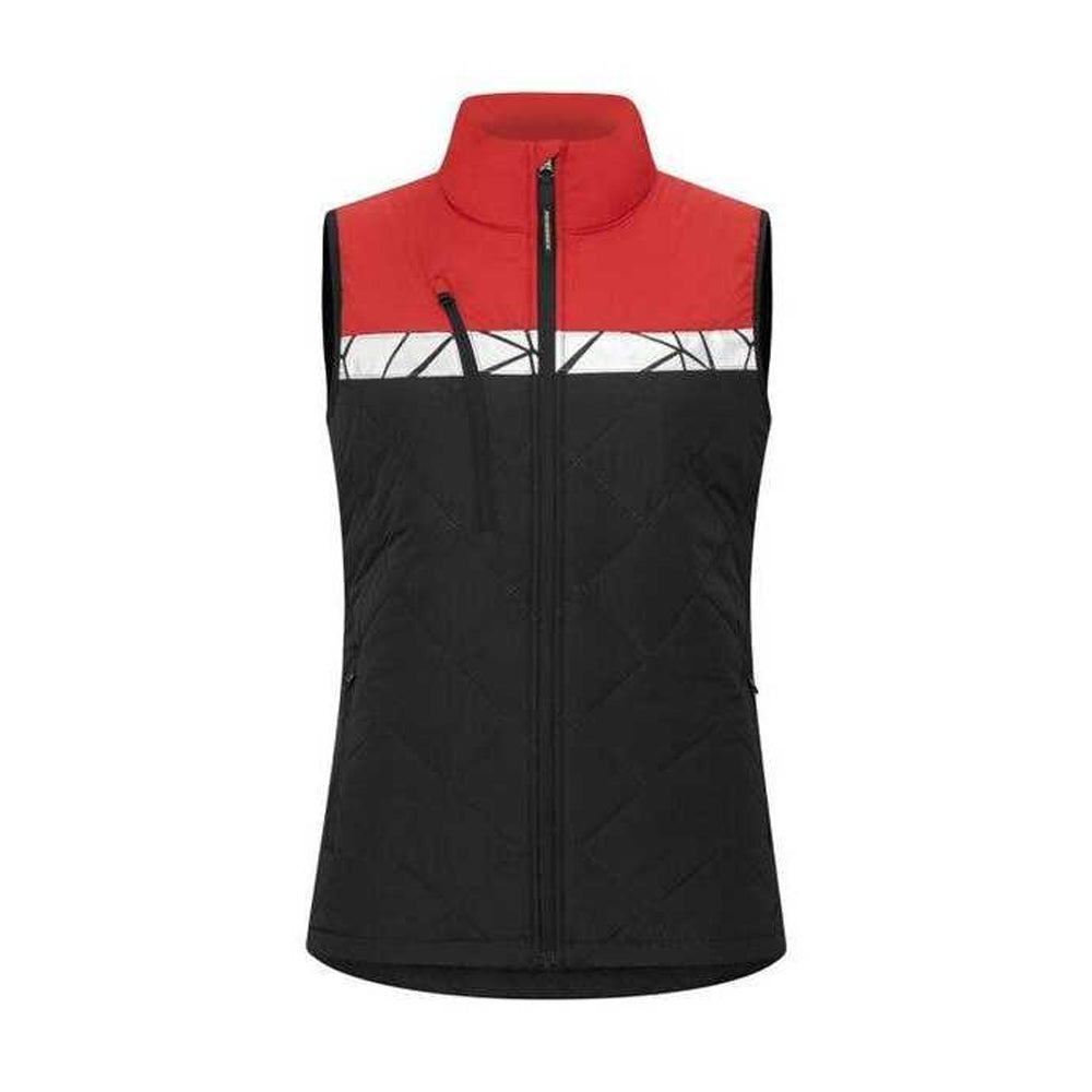 Black-Red - Front - Projob Womens-Ladies Progression Diamond Quilt Recycled Polyester Work Vest Top
