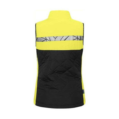 Black-Yellow - Back - Projob Womens-Ladies Progression Diamond Quilt Recycled Polyester Work Vest Top